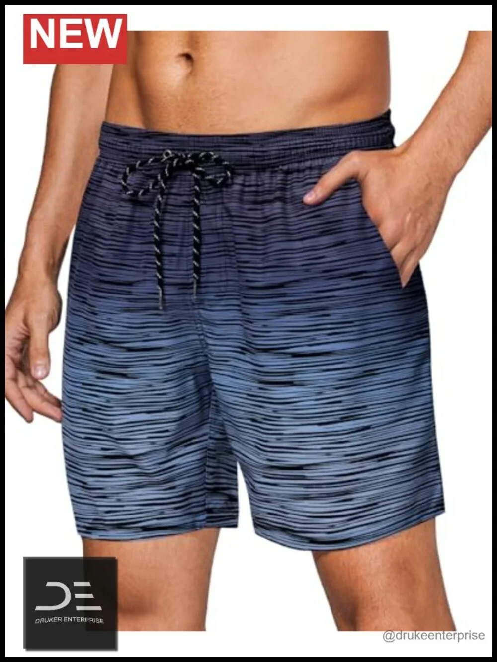 Mens Swim Trunks with Mesh Liner Drawstring Quick Dry Stretch Lined Pockets